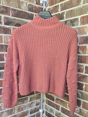 moon & madison Cropped Mock Neck Sweater - Dusty Rose